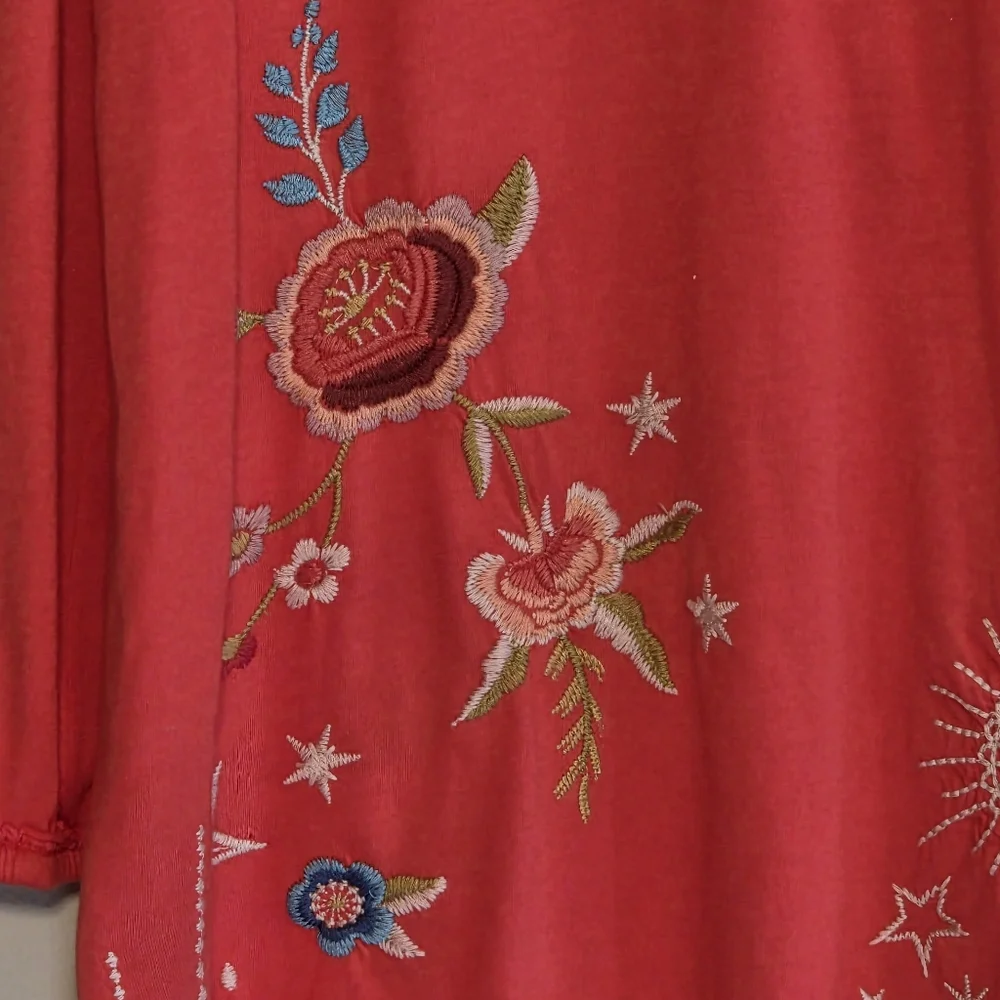 Johnny Was Red Embroidered Top - Picture 2 of 8